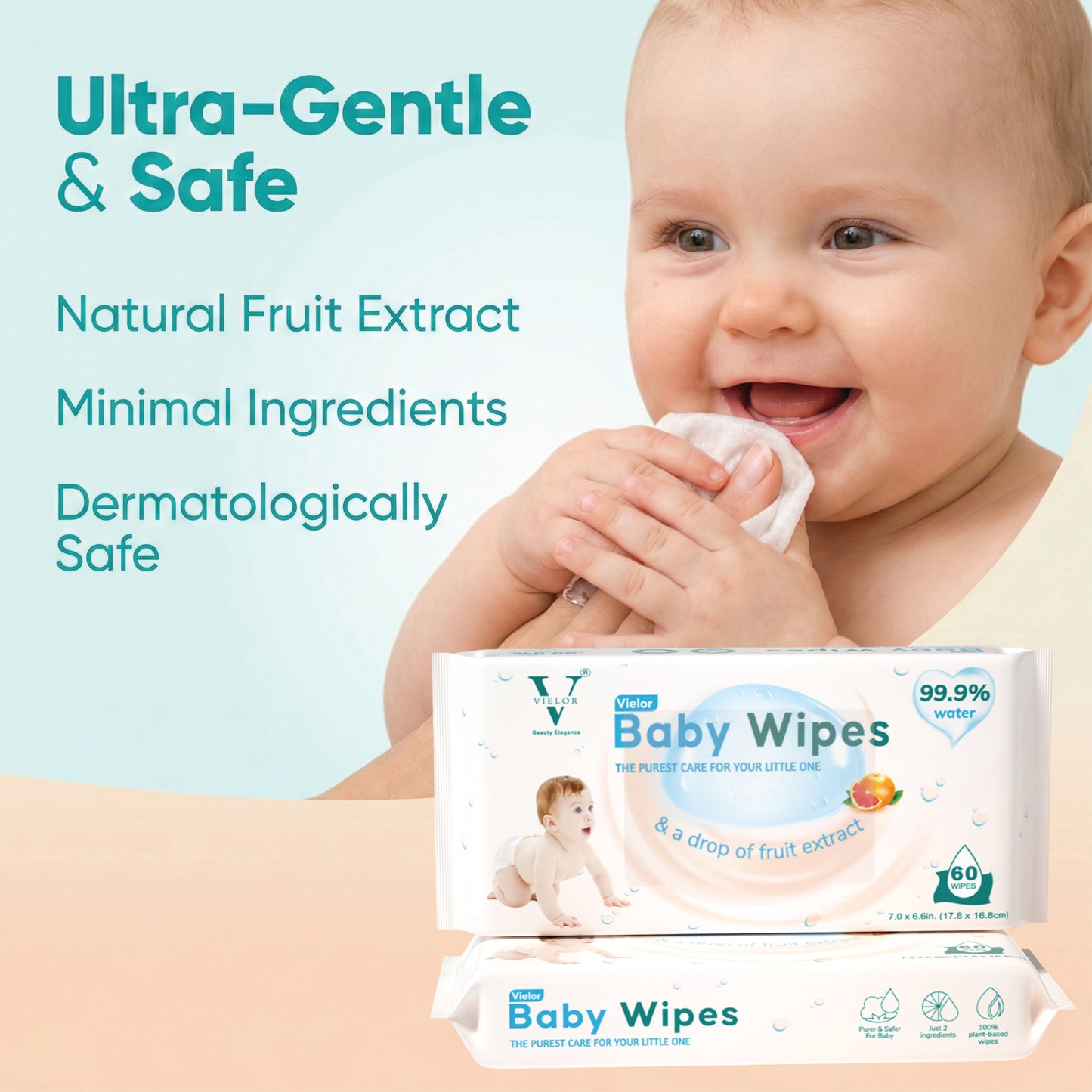 Vielor 99.9% Water Wipes Montaji Approved & Dubai Municipality Attested 720 Wipes