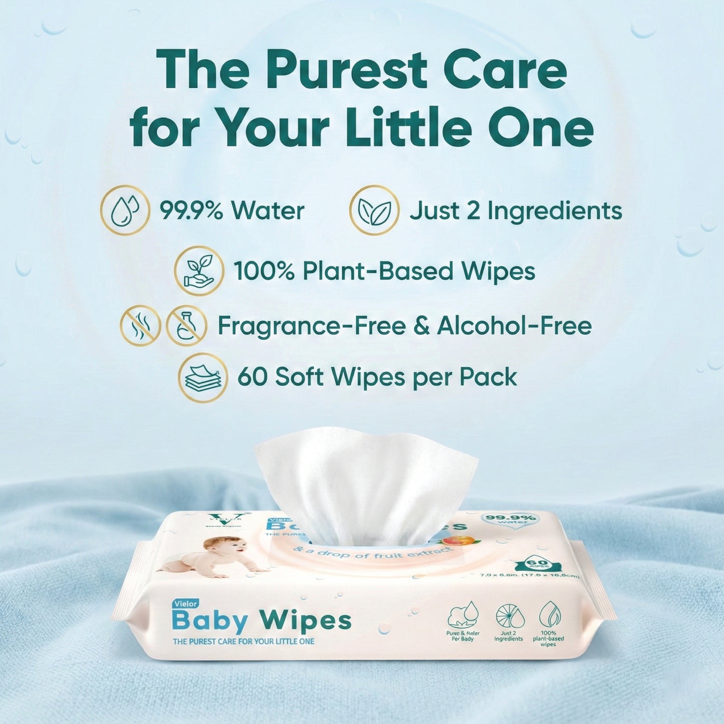 Vielor 99.9% Water Wipes Montaji Approved & Dubai Municipality Attested 720 Wipes