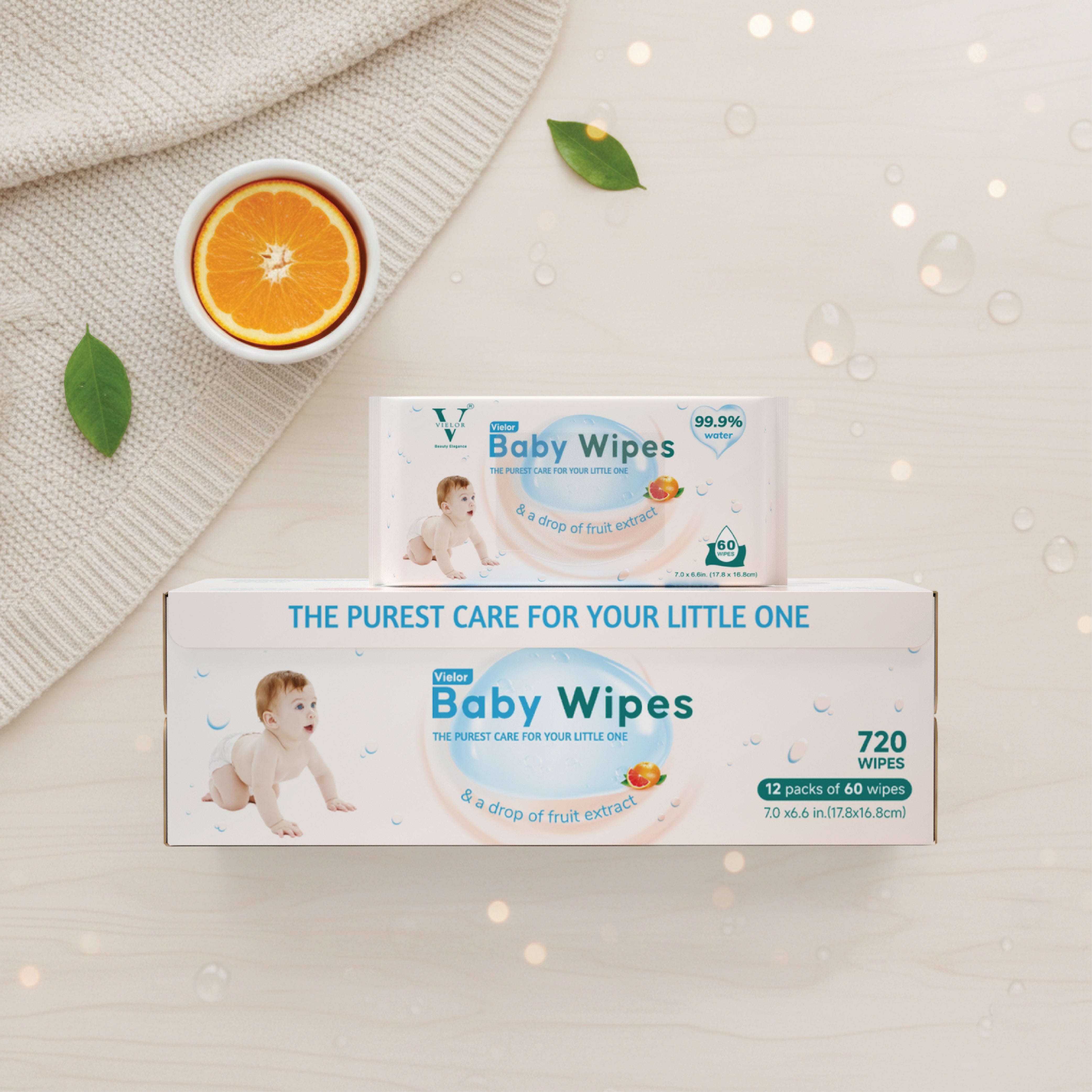 Vielor 99.9% Water Wipes Montaji Approved & Dubai Municipality Attested 720 Wipes