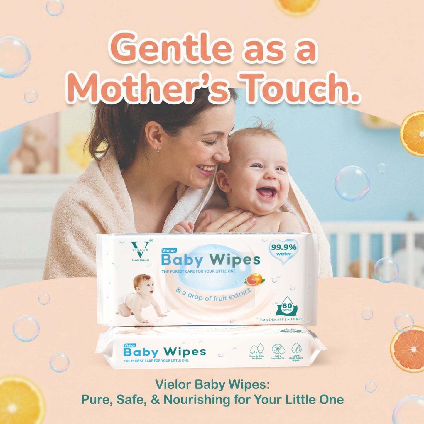 Vielor 99.9% Water Wipes Montaji Approved & Dubai Municipality Attested 720 Wipes